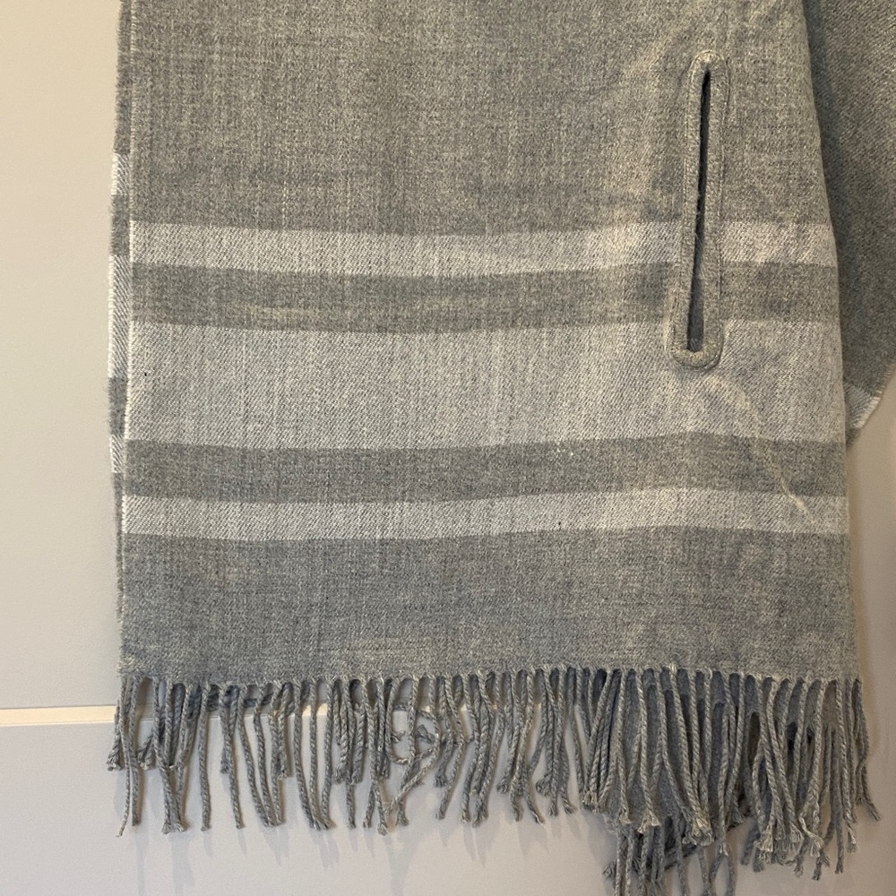 J. Crew Factory Women’s Gray Striped Fringe Scarf w/ Arm Holes